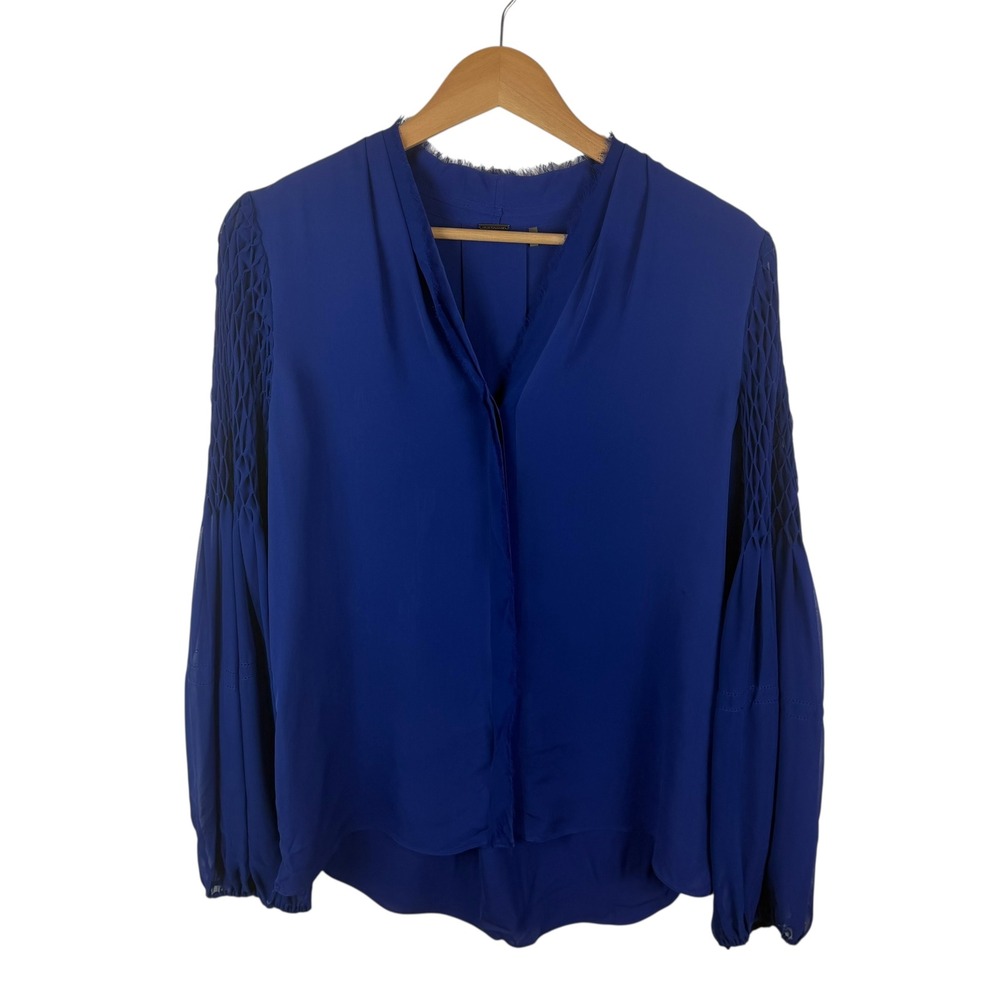 Elie Tahari Royal Blue Silk Blouse Small Chic Designer Office Career Lightweight